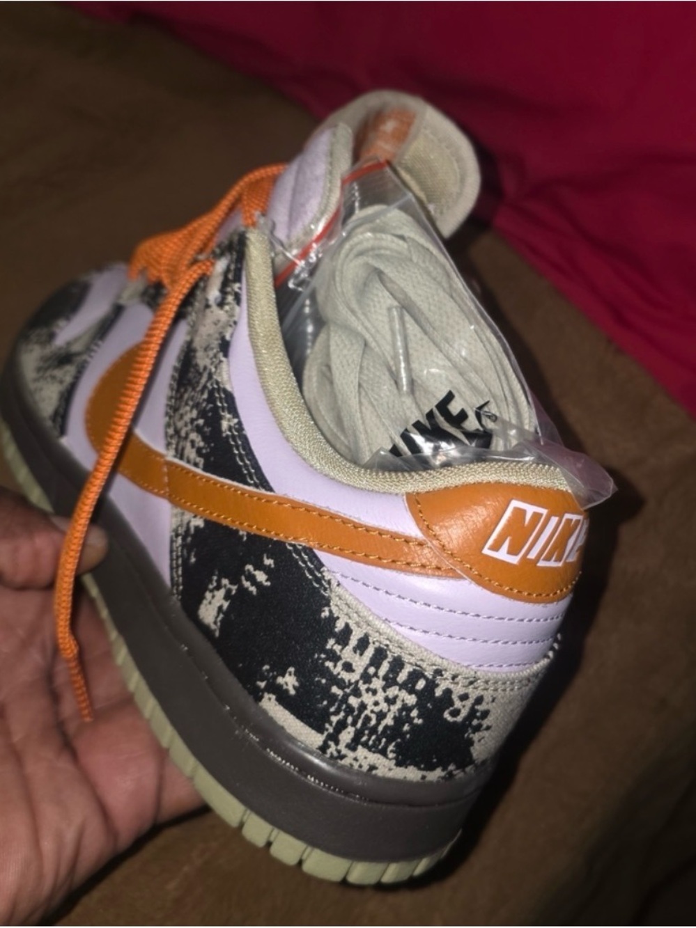 MensKids Low-Top Sneakers — Lavender, Orange & Black Pattern